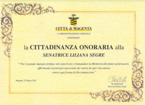 Conferita la cittadinanza onoraria alla Senatrice a vita Liliana Segre