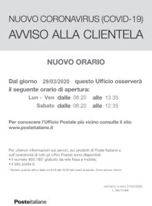 Modifica temporanea degli orari dell’ufficio postale di via Pusterla