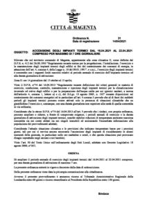 Prorogata l’accensione degli impianti di riscaldamento fino al 22 aprile 2021