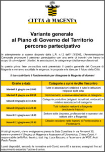 Avvio del percorso partecipativo per la Variante generale al Piano di Governo del Territorio