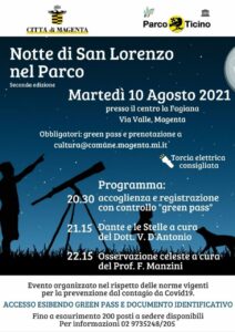 Notte di San Lorenzo al Parco del Ticino, il Sindaco Calati: “Una serata insieme unendo cultura, natura e scienza”