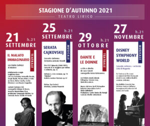 Teatro Lirico, pronto un inedito Cartellone d’Autunno: 4 straordinari eventi per la Stagione Teatrale e la Stagione Musicale 2021 tra settembre e novembre