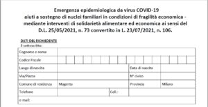 Emergenza Covid, avviso pubblico: aiuti a sostegno dei nuclei familiari in condizioni di fragilità economica