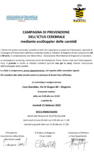 Prevenzione dell’ictus cerebrale: riparte la campagna gratuita di screening. Il Sindaco Calati: “Prosegue il nostro impegno per la salute dei cittadini”